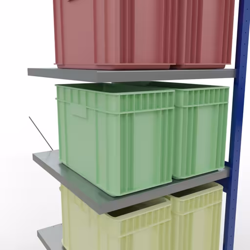 Abbildung Nr 8 des Artikels Anbauregal, Fachbodenregal Stecksystem MULTIplus250, 2500 x 750 x 800 mm (HxBxT), 6 Fachböden, Kreuzstrebe, RAL 5010 enzianblau/verzinkt/verzinkt aus der Produktgruppe Stecksystem von der Marke Schulte Lagertechnik