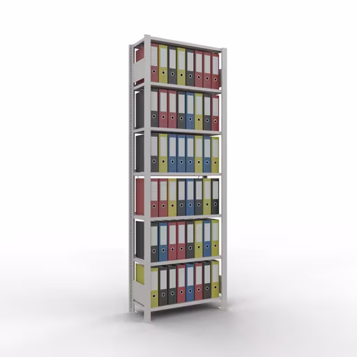 Produktbild Nr 12 des Artikels Grundregal, Büro-Fachbodenregal Stecksystem MULTIplus85, 2300 x 750 x 300 mm (HxBxT), 7 Fachböden, Kreuzstrebe, mit Anschlagleiste, lichtgrau Abbildung Nr 12 des Artikels Grundregal, Büro-Fachbodenregal Stecksystem MULTIplus85, 2300 x 750 x 300 mm (HxBxT), 7 Fachböden, Kreuzstrebe, mit Anschlagleiste, lichtgrau aus der Produktgruppe Büroregale von der Marke Schulte Lagertechnik