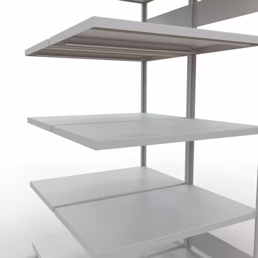 Andere Ansicht des Artikels Anbauregal, Doppelregal, Fachbodenregal Stecksystem MULTIplus250, 2000 x 1000 x (2x600) mm (HxBxT), 2x5 Fachböden, Längenriegel, RAL 7035 lichtgrau aus der Kategorie Fachbodenregale