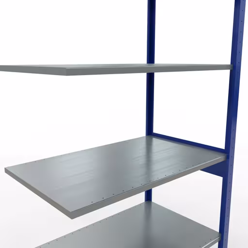 Abbildung Nr 11 des Artikels Anbauregal, Fachbodenregal Stecksystem MULTIplus85, 2500 x 1000 x 600 mm (HxBxT), 6 Fachböden, Längenriegel, RAL 5010 enzianblau aus der Produktgruppe Stecksystem von der Marke Schulte Lagertechnik