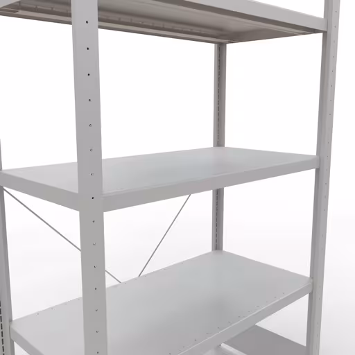 Grundregal, Fachbodenregal Stecksystem MULTIplus330, 2000 x 1000 x 500 mm (HxBxT), 5 Fachböden, Kreuzstrebe, RAL 7035 lichtgrau von der Marke Schulte Lagertechnik aus der Produktreihe Stecksystem