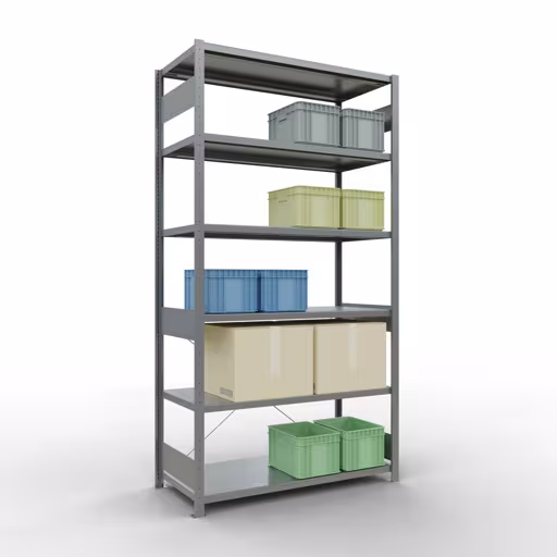 Produktbild Nr 14 des Artikels Stecksystem Grundregal 2500x1300x600 mm, Typ 250 kg, verzinkt Abbildung Nr 14 des Artikels Stecksystem Grundregal 2500x1300x600 mm, Typ 250 kg, verzinkt aus der Produktgruppe Stecksystem von der Marke Schulte Lagertechnik