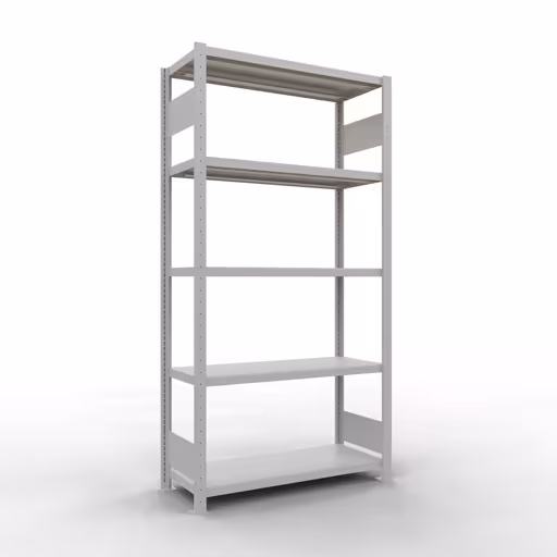 Grundregal, Fachbodenregal Stecksystem MULTIplus330, 2000 x 1000 x 400 mm (HxBxT), 5 Fachböden, Längenriegel, RAL 7035 lichtgrau aus der Kategorie Grundregal mit der Artikelnummer 33840-LR