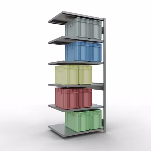 Abbildung Nr 13 des Artikels Anbauregal, Fachbodenregal Stecksystem MULTIplus250, 2500 x 1000 x 800 mm (HxBxT), 6 Fachböden, Längenriegel, verzinkt aus der Produktgruppe Stecksystem von der Marke Schulte Lagertechnik