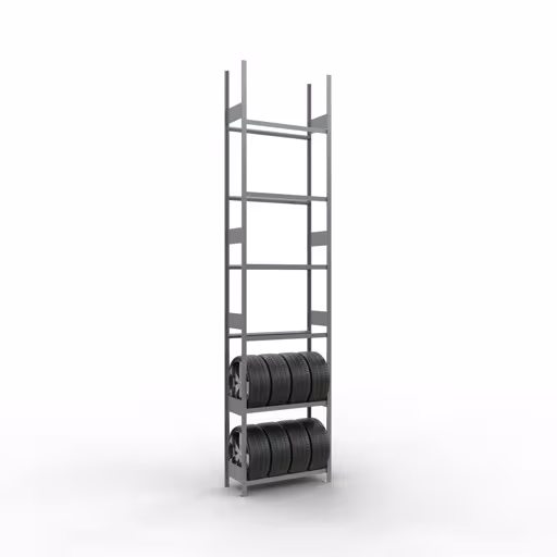 Abbildung Nr 11 des Artikels Grundregal, Räder-/Reifenregal, 4500 x 1050 x 400 mm, verzinkt, 6 Lagerebenen á 150 kg Fachlast pro Ebene aus der Produktgruppe Fachbodenregale von der Marke Schulte Lagertechnik