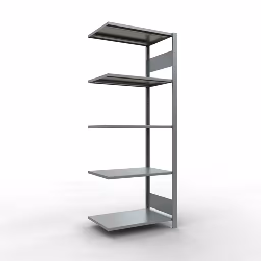 Anbauregal, Fachbodenregal Stecksystem MULTIplus150, 2000 x 750 x 500 mm (HxBxT), 5 Fachböden, Längenriegel, verzinkt aus der Kategorie Anbauregal mit der Artikelnummer 12755-75-LR