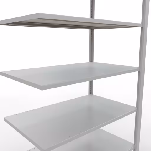 Weitere Ansicht des Artikels Anbauregal, Büro-Fachbodenregal Stecksystem MULTIplus150, 2300 x 1000 x 600 mm (HxBxT), 7 Fachböden, Längenriegel, ohne Mittelanschlag, lichtgrau aus der Kategorie Büroregale