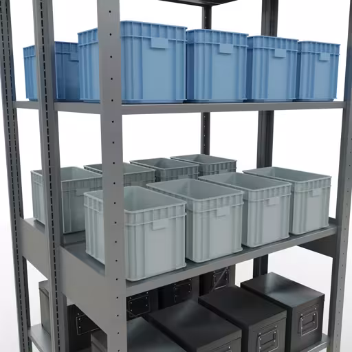 Abbildung Nr 13 des Artikels Grundregal, Doppelregal, Fachbodenregal Stecksystem MULTIplus150, 2500 x 1000 x (2x400) mm (HxBxT), 2x6 Fachböden, Kreuzstrebe, verzinkt aus der Produktgruppe Fachbodenregale von der Marke Schulte Lagertechnik