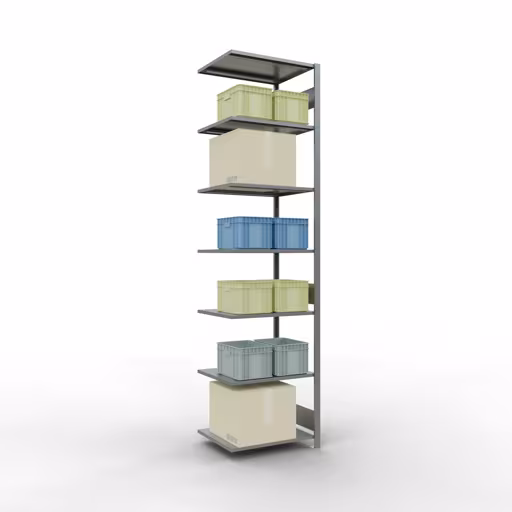 Anbauregal, Fachbodenregal Stecksystem MULTIplus150, 3000 x 750 x 600 mm (HxBxT), 7 Fachböden, Längenriegel, verzinkt von der Marke Schulte Lagertechnik aus der Produktreihe Stecksystem