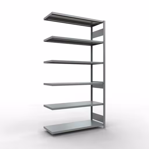 Anbauregal, Fachbodenregal Stecksystem MULTIplus250, 2500 x 1300 x 500 mm (HxBxT), 6 Fachböden, Längenriegel, verzinkt aus der Kategorie Anbauregal mit der Artikelnummer 12956-130-LR
