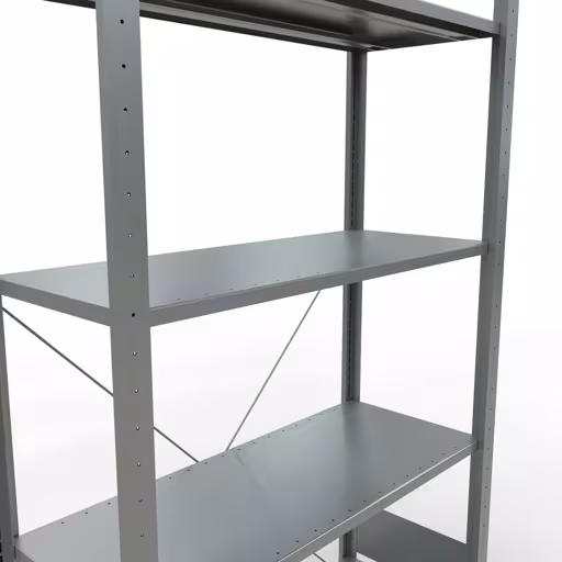 Produktbild Nr.6 des Artikels Grundregal, Fachbodenregal Stecksystem MULTIplus150, 2000 x 1000 x 400 mm (HxBxT), 5 Fachböden, Kreuzstrebe, verzinkt - Expressline aus der Produktreihe Stecksystem von der Marke Schulte Lagertechnik