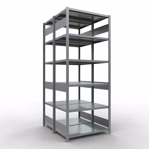 Grundregal, Doppelregal, Fachbodenregal Stecksystem MULTIplus250, 2500 x 1000 x (2x600) mm (HxBxT), 2x6 Fachböden, Längenriegel, verzinkt aus der Kategorie Doppelregale mit der Artikelnummer 17961