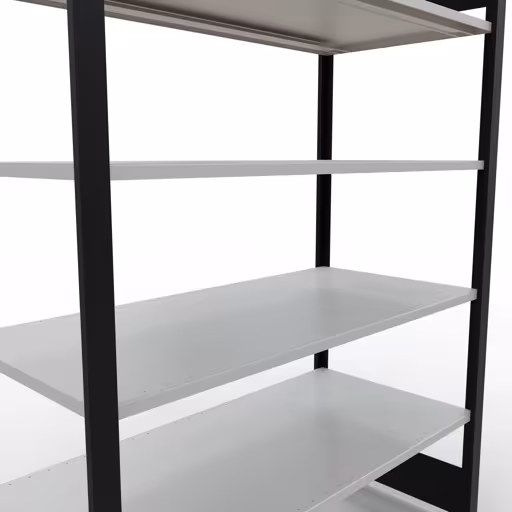 Abbildung Nr 8 des Artikels Grundregal, Büro-Fachbodenregal Stecksystem MULTIplus150, 2000 x 1300 x 600 mm (HxBxT), 6 Fachböden, Längenriegel, ohne Mittelanschlag, schwarz/lichtgrau aus der Produktgruppe Büroregale von der Marke Schulte Lagertechnik
