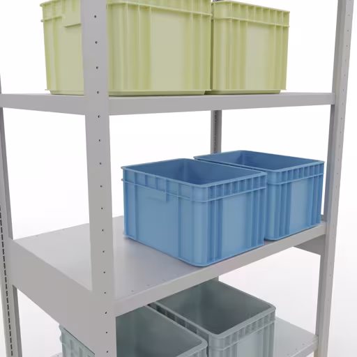 Produktbild Nr.8 des Artikels Grundregal, Fachbodenregal Stecksystem MULTIplus250, 2500 x 1000 x 600 mm (HxBxT), 6 Fachböden, Kreuzstrebe, RAL 7035 lichtgrau aus der Produktreihe Stecksystem von der Marke Schulte Lagertechnik