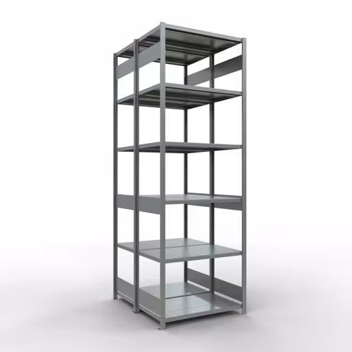 Grundregal, Doppelregal, Fachbodenregal Stecksystem MULTIplus250, 3000 x 1000 x (2x600) mm (HxBxT), 2x7 Fachböden, Längenriegel, verzinkt aus der Kategorie Doppelregale mit der Artikelnummer 17962