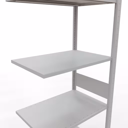 Anbauregal, Fachbodenregal Stecksystem MULTIplus150, 3000 x 750 x 500 mm (HxBxT), 7 Fachböden, Längenriegel, RAL 7035 lichtgrau von Schulte Lagertechnik mit der Artikelnr. 32657-75-LR