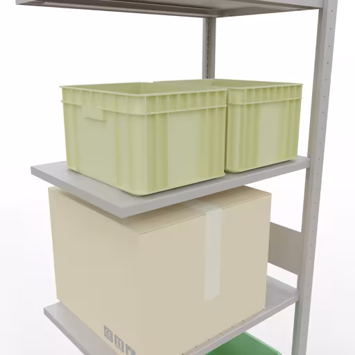 Produktbild Nr.14 des Artikels Anbauregal, Fachbodenregal Stecksystem MULTIplus150, 3000 x 750 x 500 mm (HxBxT), 7 Fachböden, Längenriegel, RAL 7035 lichtgrau aus der Produktreihe Stecksystem von der Marke Schulte Lagertechnik