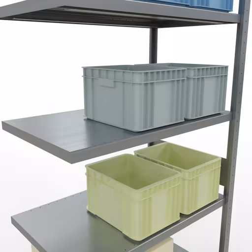 Zusatzbild des Artikels Anbauregal, Fachbodenregal Stecksystem MULTIplus330, 3000 x 1000 x 600 mm (HxBxT), 7 Fachböden, Längenriegel, verzinkt aus Anbauregal