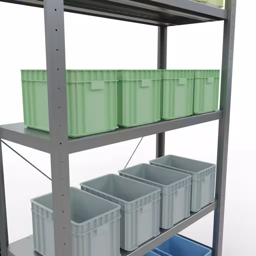 Produktbild Nr.11 des Artikels Grundregal, Fachbodenregal Stecksystem MULTIplus250, 2000 x 1000 x 400 mm (HxBxT), 5 Fachböden, Kreuzstrebe, verzinkt aus der Produktreihe Stecksystem von der Marke Schulte Lagertechnik