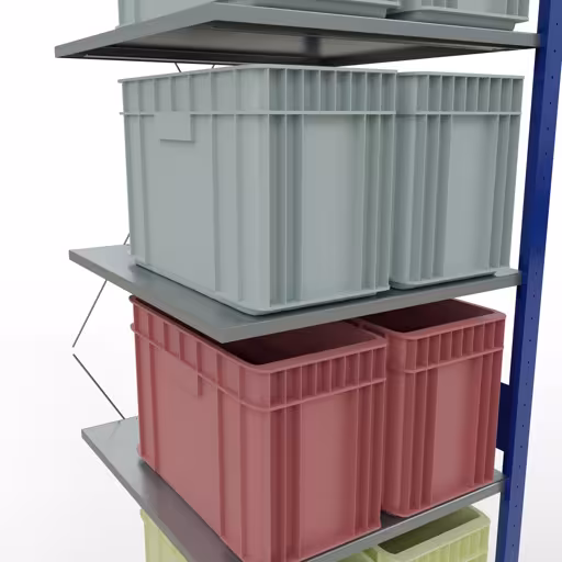 Produktbild Nr.14 des Artikels Anbauregal, Fachbodenregal Stecksystem MULTIplus150, 3000 x 750 x 800 mm (HxBxT), 7 Fachböden, Kreuzstrebe, RAL 5010 enzianblau/verzinkt/verzinkt aus der Produktreihe Stecksystem von der Marke Schulte Lagertechnik