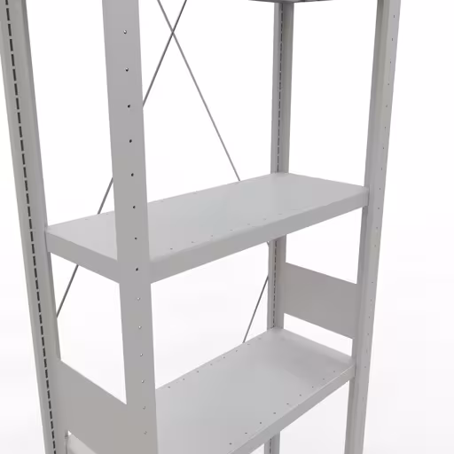 Grundregal, Fachbodenregal Stecksystem MULTIplus250, 3000 x 750 x 300 mm (HxBxT), 7 Fachböden, Kreuzstrebe, RAL 7035 lichtgrau von der Marke Schulte Lagertechnik aus der Produktreihe Stecksystem