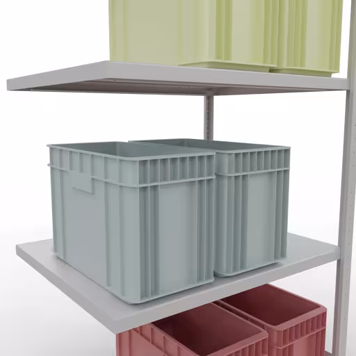 Abbildung Nr 10 des Artikels Anbauregal, Fachbodenregal Stecksystem MULTIplus330, 2000 x 1000 x 800 mm (HxBxT), 5 Fachböden, Längenriegel, RAL 7035 lichtgrau aus der Produktgruppe Stecksystem von der Marke Schulte Lagertechnik