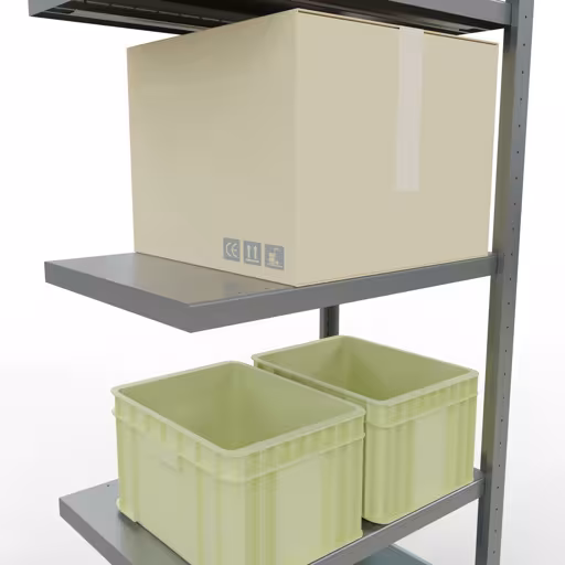 Anbauregal, Fachbodenregal Stecksystem MULTIplus250, 2000 x 750 x 500 mm (HxBxT), 5 Fachböden, Längenriegel, verzinkt von Schulte Lagertechnik aus der Kategorie Stecksystem