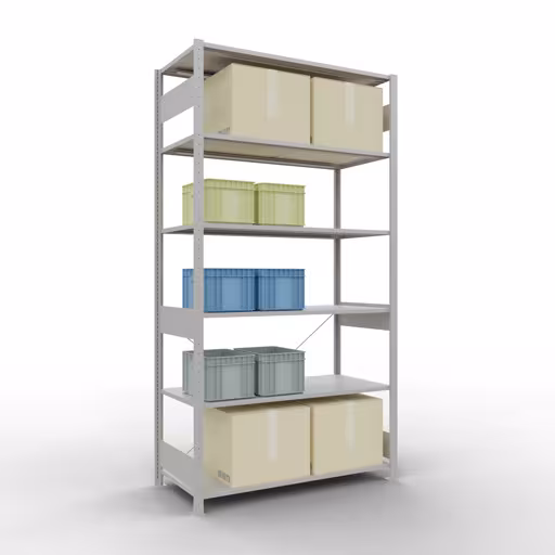 Andere Ansicht des Artikels Stecksystem Grundregal 2500x1300x600 mm, Typ 150 kg, lichtgrau Andere Ansicht des Artikels Stecksystem Grundregal 2500x1300x600 mm, Typ 150 kg, lichtgrau aus der Kategorie Stecksystem