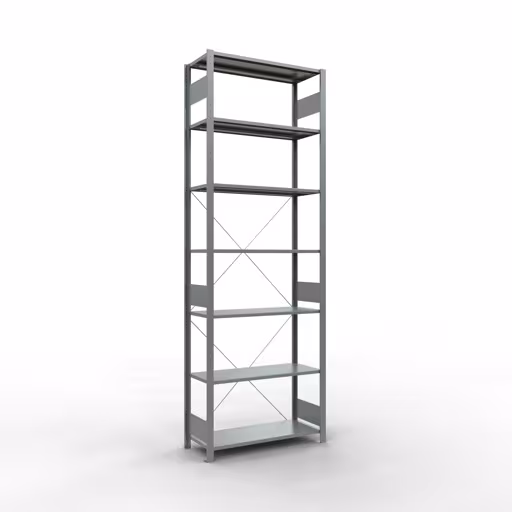Grundregal, Fachbodenregal Stecksystem MULTIplus85, 3000 x 1000 x 400 mm (HxBxT), 7 Fachböden, Kreuzstrebe, verzinkt aus der Kategorie Grundregal mit der Artikelnummer 13142