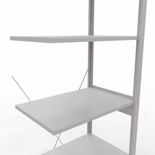 Anbauregal, Fachbodenregal Stecksystem MULTIplus150, 2500 x 750 x 500 mm (HxBxT), 6 Fachböden, Kreuzstrebe, RAL 7035 lichtgrau von Schulte Lagertechnik aus der Kategorie Stecksystem