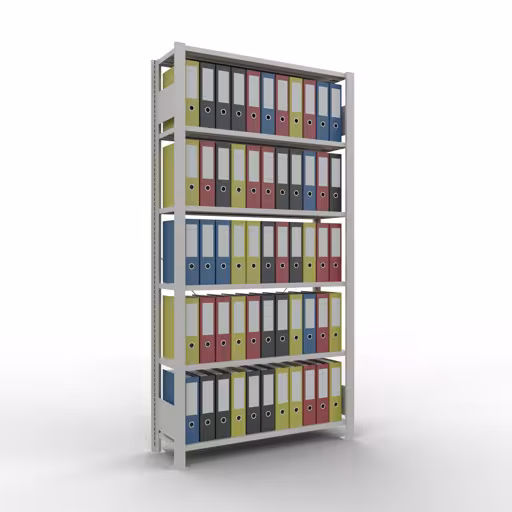 Produktbild Nr 13 des Artikels Grundregal, Büro-Fachbodenregal Stecksystem MULTIplus85, 2000 x 1000 x 300 mm (HxBxT), 6 Fachböden, Kreuzstrebe, ohne Anschlagleiste, lichtgrau Abbildung Nr 13 des Artikels Grundregal, Büro-Fachbodenregal Stecksystem MULTIplus85, 2000 x 1000 x 300 mm (HxBxT), 6 Fachböden, Kreuzstrebe, ohne Anschlagleiste, lichtgrau aus der Produktgruppe Büroregale von der Marke Schulte Lagertechnik