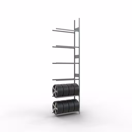 Produktbild Nr 11 des Artikels Anbauregal, Räder-/Reifenregal, 4500 x 1200 x 400 mm, verzinkt, 6 Lagerebenen á 150 kg Fachlast pro Ebene Abbildung Nr 11 des Artikels Anbauregal, Räder-/Reifenregal, 4500 x 1200 x 400 mm, verzinkt, 6 Lagerebenen á 150 kg Fachlast pro Ebene aus der Produktgruppe Fachbodenregale von der Marke Schulte Lagertechnik