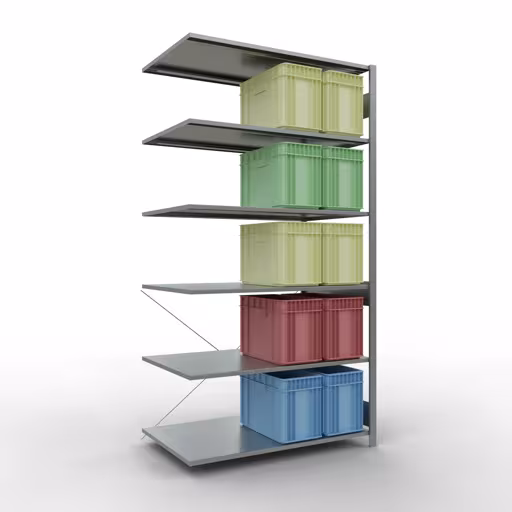 Andere Ansicht des Artikels Stecksystem Anbauregal 2500x1300x800 mm, Typ 150 kg, verzinkt Andere Ansicht des Artikels Stecksystem Anbauregal 2500x1300x800 mm, Typ 150 kg, verzinkt aus der Kategorie Stecksystem