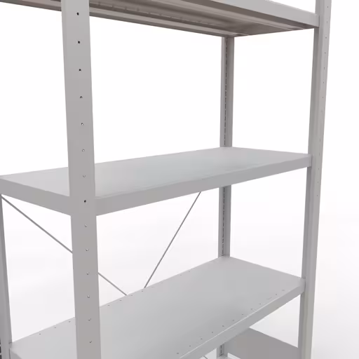 Produktbild Nr.7 des Artikels Grundregal, Fachbodenregal Stecksystem MULTIplus250, 2000 x 1000 x 400 mm (HxBxT), 5 Fachböden, Kreuzstrebe, RAL 7035 lichtgrau aus der Produktreihe Stecksystem von der Marke Schulte Lagertechnik