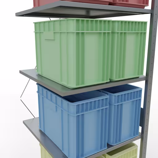 Anbauregal, Fachbodenregal Stecksystem MULTIplus150, 3000 x 750 x 800 mm (HxBxT), 7 Fachböden, Kreuzstrebe, verzinkt von Schulte Lagertechnik mit der Artikelnr. 12787-75