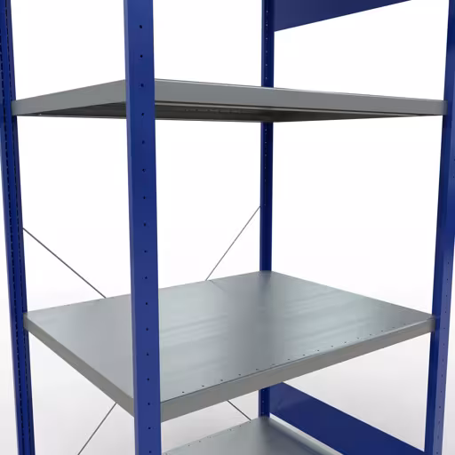 Abbildung Nr 12 des Artikels Grundregal, Fachbodenregal Stecksystem MULTIplus330, 2000 x 1000 x 800 mm (HxBxT), 5 Fachböden, Kreuzstrebe, RAL 5010 enzianblau/verzinkt aus der Produktgruppe Stecksystem von der Marke Schulte Lagertechnik