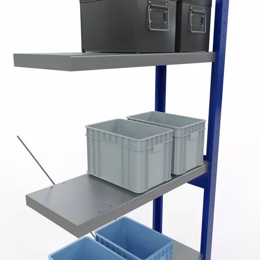 Abbildung Nr 10 des Artikels Anbauregal, Fachbodenregal Stecksystem MULTIplus250, 2500 x 750 x 300 mm (HxBxT), 6 Fachböden, Kreuzstrebe, RAL 5010 enzianblau/verzinkt/verzinkt aus der Produktgruppe Stecksystem von der Marke Schulte Lagertechnik