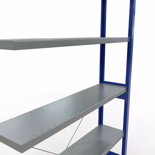 Anbauregal, Fachbodenregal Stecksystem MULTIplus250, 2500 x 1300 x 300 mm (HxBxT), 6 Fachböden, Kreuzstrebe, RAL 5010 enzianblau/verzinkt von Schulte Lagertechnik aus der Kategorie Stecksystem