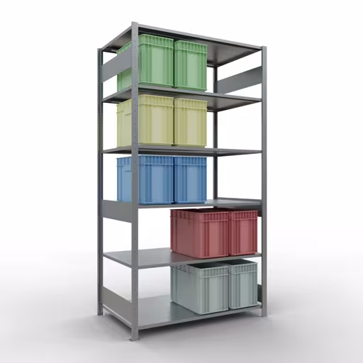 Grundregal, Fachbodenregal Stecksystem MULTIplus150, 2500 x 1300 x 800 mm (HxBxT), 6 Fachböden, Längenriegel, verzinkt von der Marke Schulte Lagertechnik aus der Produktreihe Stecksystem