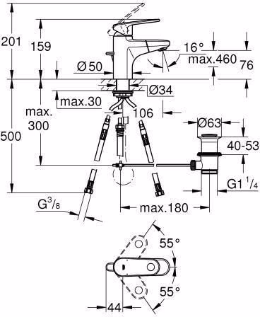 GROHE Einhand-Waschtischbatterie Europlus 33155_2 mit herausziehbarem Auslauf chrom