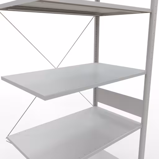 Abbildung Nr 8 des Artikels Anbauregal, Fachbodenregal Stecksystem MULTIplus150, 3000 x 1000 x 600 mm (HxBxT), 7 Fachböden, Kreuzstrebe, RAL 7035 lichtgrau aus der Produktgruppe Stecksystem von der Marke Schulte Lagertechnik