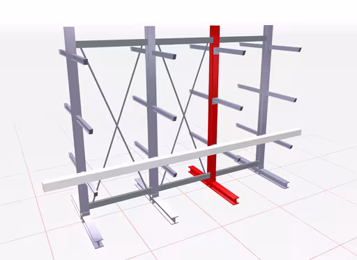 K 6000 Kragarmständer, doppelseitig 2500 x 2000 mm, IPE 330, Maximallast 7900 kg, RAL 7001 von der Marke Schulte Lagertechnik aus der Produktreihe Kragarmregale