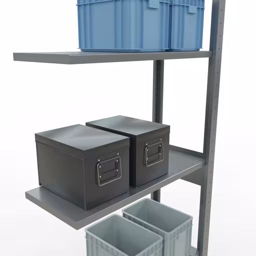 Anbauregal, Fachbodenregal Stecksystem MULTIplus150, 2500 x 750 x 300 mm (HxBxT), 6 Fachböden, Längenriegel, verzinkt von Schulte Lagertechnik mit der Artikelnr. 12736-75-LR