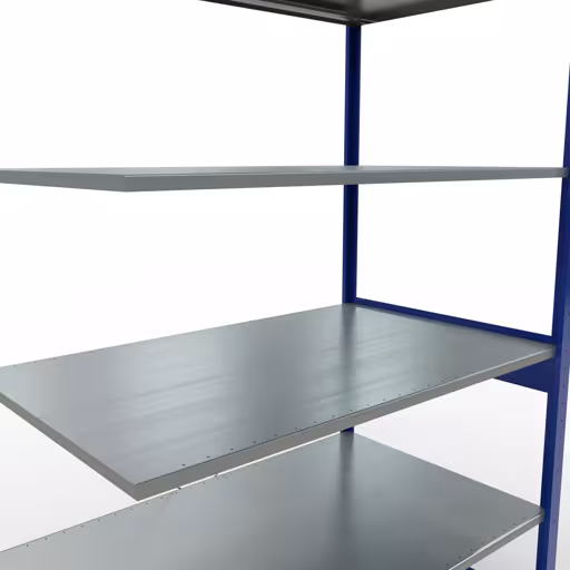 Produktbild Nr.7 des Artikels Anbauregal, Fachbodenregal Stecksystem MULTIplus150, 2500 x 1300 x 800 mm (HxBxT), 6 Fachböden, Kreuzstrebe, RAL 5010 enzianblau/verzinkt aus der Produktreihe Stecksystem von der Marke Schulte Lagertechnik