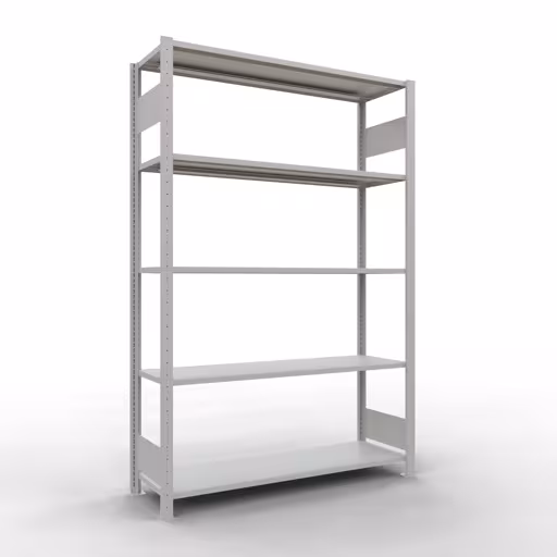 Grundregal, Fachbodenregal Stecksystem MULTIplus150, 2000 x 1300 x 400 mm (HxBxT), 5 Fachböden, Längenriegel, RAL 7035 lichtgrau aus der Kategorie Grundregal mit der Artikelnummer 32640-130-LR