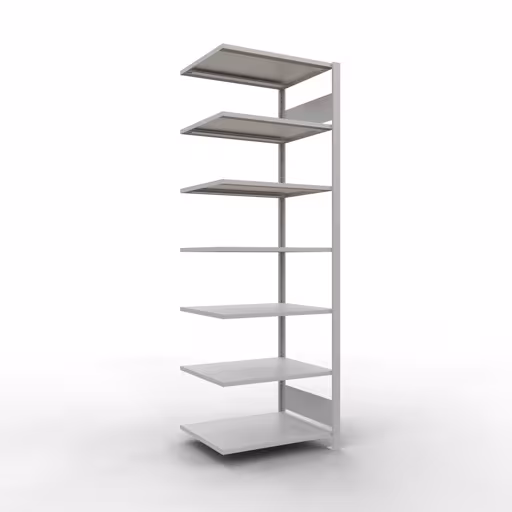 Anbauregal, Büro-Fachbodenregal Stecksystem MULTIplus150, 2300 x 750 x 600 mm (HxBxT), 7 Fachböden, Längenriegel, ohne Mittelanschlag, lichtgrau aus der Kategorie Stecksystem mit der Artikelnummer 36069
