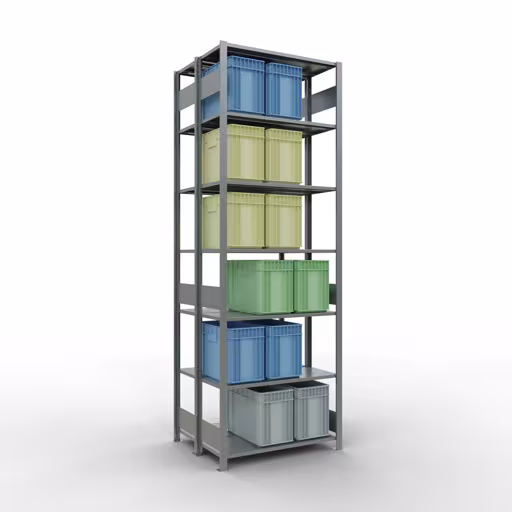 Abbildung Nr 12 des Artikels Grundregal, Doppelregal, Fachbodenregal Stecksystem MULTIplus150, 3000 x 1000 x (2x400) mm (HxBxT), 2x7 Fachböden, Längenriegel, verzinkt aus der Produktgruppe Fachbodenregale von der Marke Schulte Lagertechnik