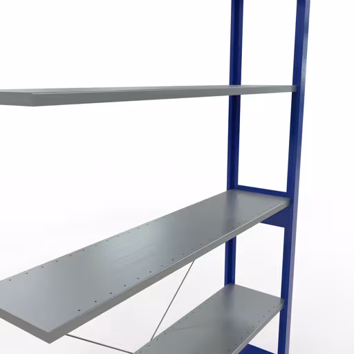 Anbauregal, Fachbodenregal Stecksystem MULTIplus150, 2500 x 1300 x 300 mm (HxBxT), 6 Fachböden, Kreuzstrebe, RAL 5010 enzianblau/verzinkt von der Marke Schulte Lagertechnik aus der Produktreihe Stecksystem