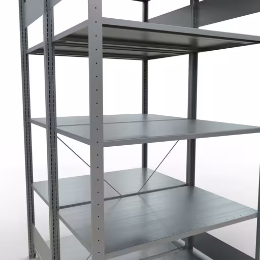 Produktbild Nr 13 des Artikels Grundregal, Doppelregal, Fachbodenregal Stecksystem MULTIplus150, 2000 x 1000 x (2x600) mm (HxBxT), 2x5 Fachböden, Kreuzstrebe, verzinkt Abbildung Nr 13 des Artikels Grundregal, Doppelregal, Fachbodenregal Stecksystem MULTIplus150, 2000 x 1000 x (2x600) mm (HxBxT), 2x5 Fachböden, Kreuzstrebe, verzinkt aus der Produktgruppe Fachbodenregale von der Marke Schulte Lagertechnik