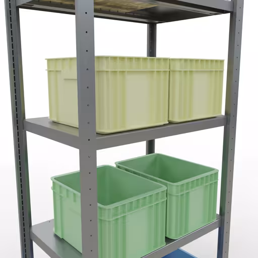 Produktbild Nr 15 des Artikels Grundregal, Fachbodenregal Stecksystem MULTIplus250, 2000 x 750 x 500 mm (HxBxT), 5 Fachböden, Längenriegel, verzinkt Abbildung Nr 15 des Artikels Grundregal, Fachbodenregal Stecksystem MULTIplus250, 2000 x 750 x 500 mm (HxBxT), 5 Fachböden, Längenriegel, verzinkt aus der Produktgruppe Stecksystem von der Marke Schulte Lagertechnik